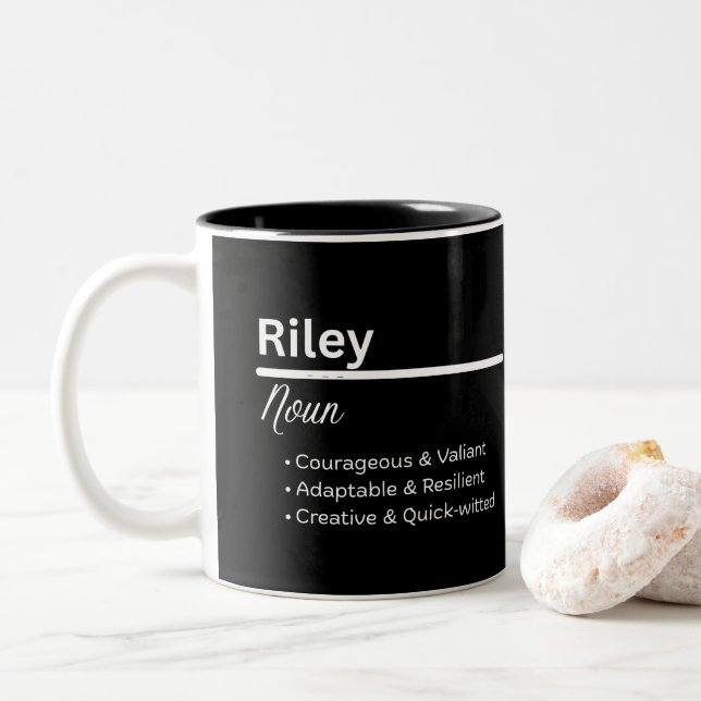 Tasse 2 Couleurs Riley Boy Personalized Name Definition (Avec donut)