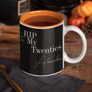 Tasse 2 Couleurs RIP 20s 30e fête d'anniversaire Black White Orange