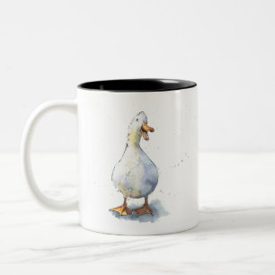 Tasse 2 Couleurs Rire blanc Canard drôle moucheté