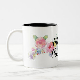 Tasse 2 Couleurs Robe de mariée mère Sof Floral Aquarelle Rose