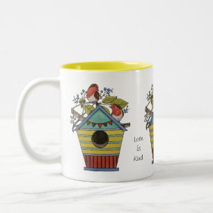 Tasse 2 Couleurs Robins Aux Bleuets Et À La Maison D'Oiseaux