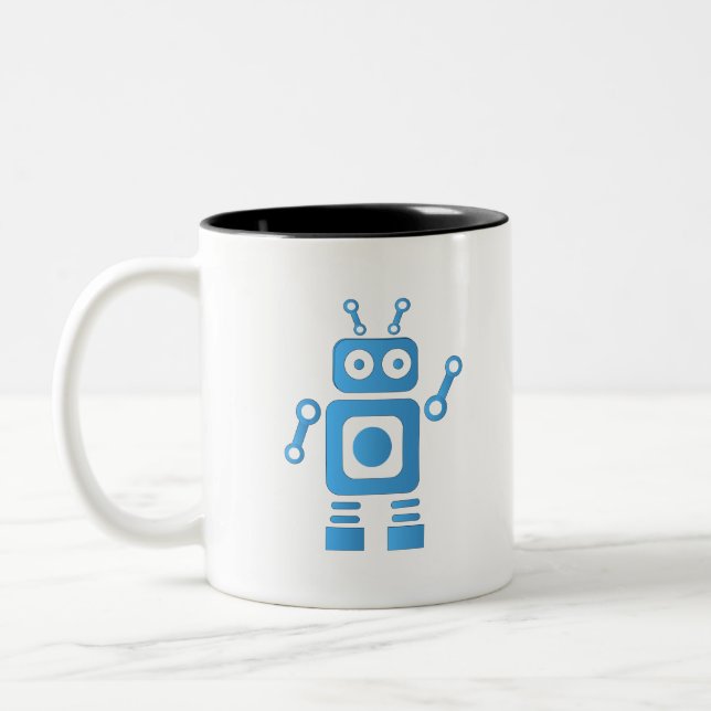 Tasse 2 Couleurs Robot rétro bleu (Gauche)