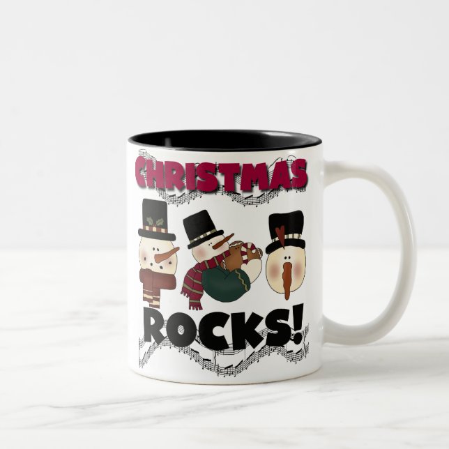 Tasse 2 Couleurs Roches de Noël de bonhommes de neige (Droit)
