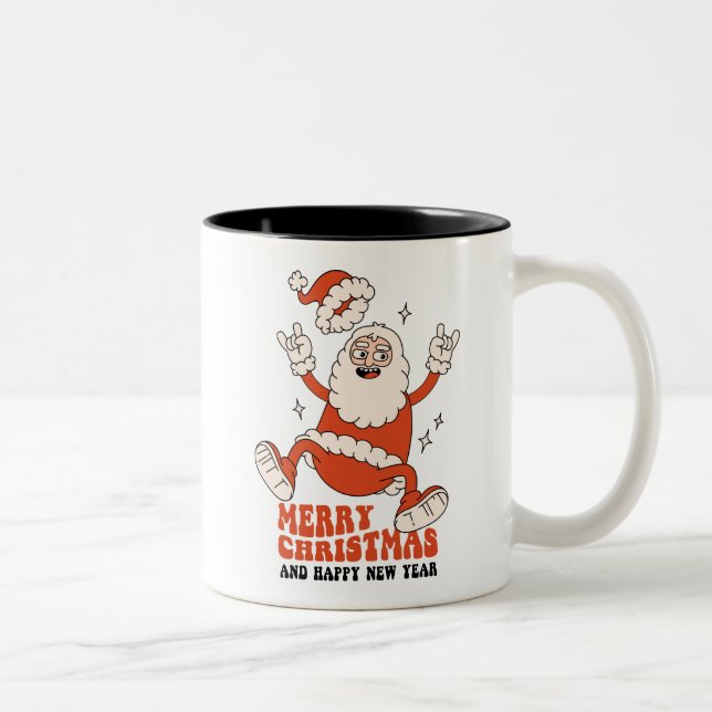 Tasse 2 Couleurs Rockin' Santa Claus - Un Noël joyeux et bruyant (Droit)