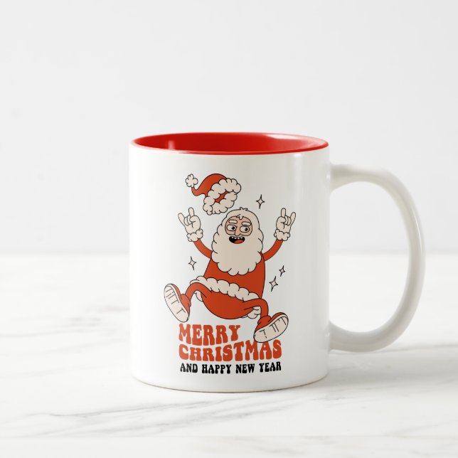 Tasse 2 Couleurs Rockin' Santa Claus - Un Noël joyeux et bruyant (Droit)