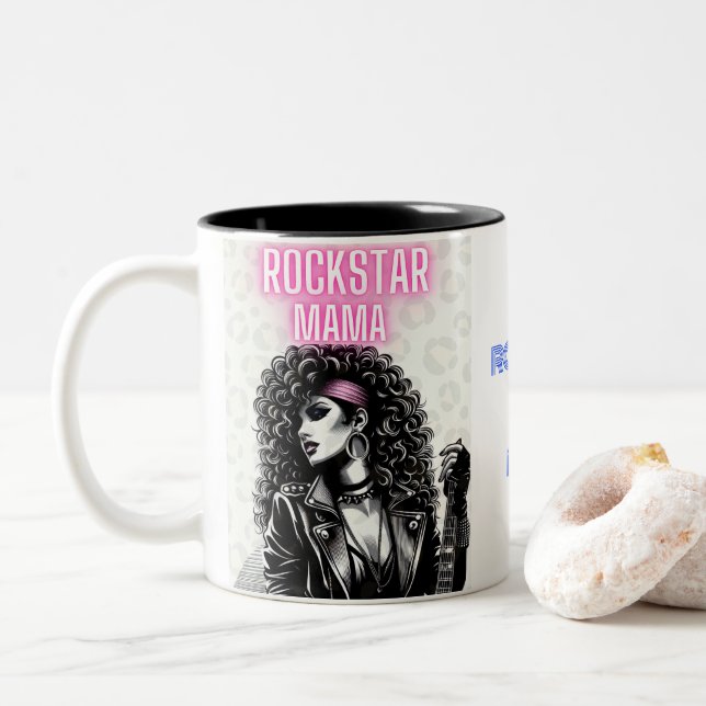 Tasse 2 Couleurs Rockstar Mama : Chantez votre déesse rock interne (Avec donut)