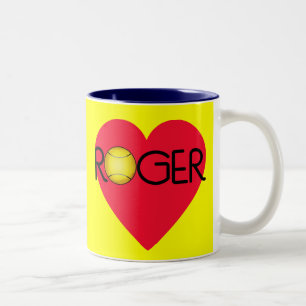 Tasse 2 Couleurs ROGER avec le coeur et la balle de tennis