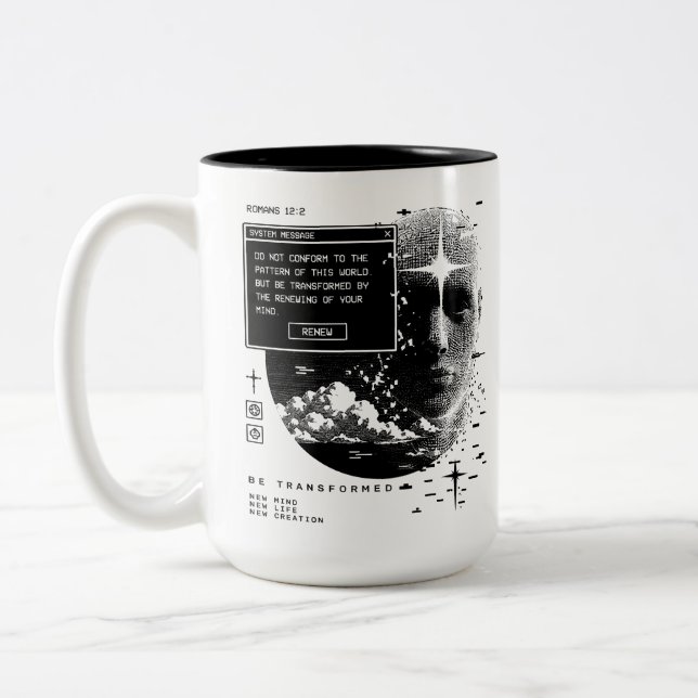 Tasse 2 Couleurs Romains 12:2 Renouveler Votre Système de Message M (Gauche)
