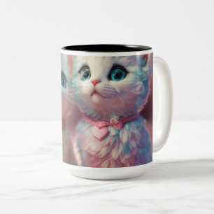 Tasse 2 Couleurs Romance de guimauve : Un amour en pixels pastel