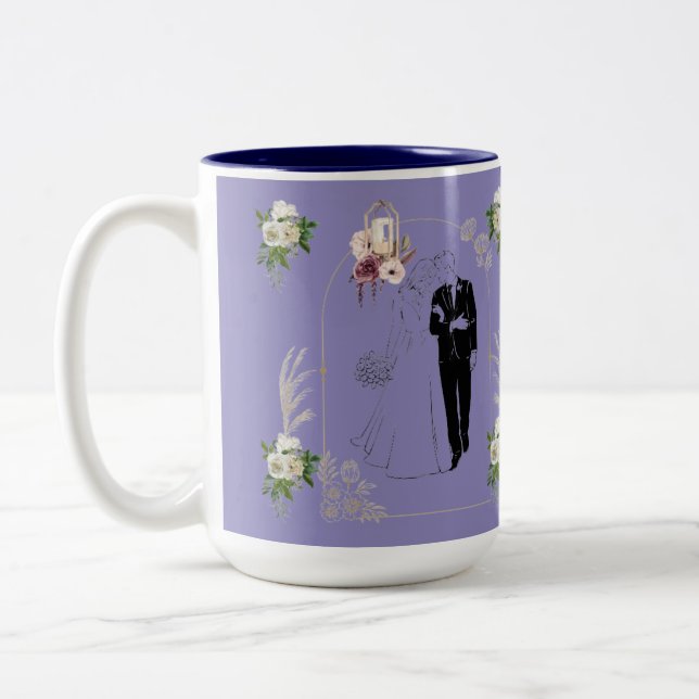 Tasse 2 Couleurs Romance en fleurs violet clair (Gauche)