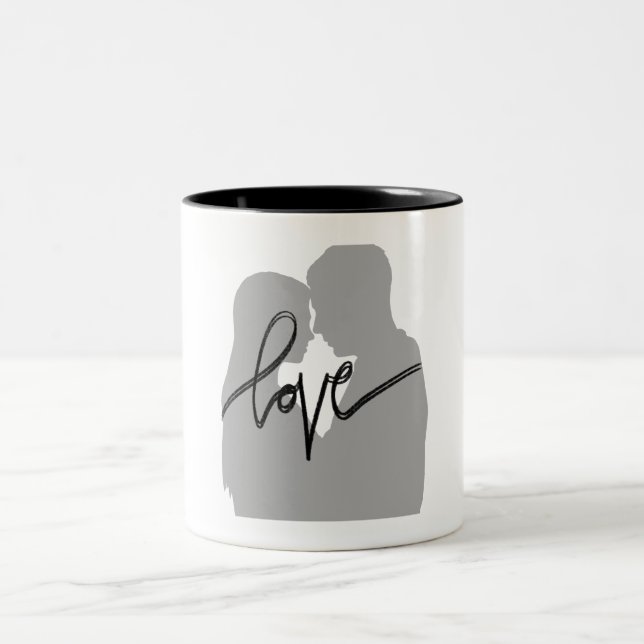 Tasse 2 Couleurs Romantic Couple Silhouette Love Quote Two-Tone Cof (Centre)