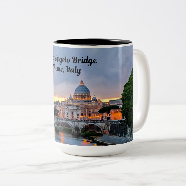 Tasse 2 Couleurs Rome, Italie - Pont Saint Ange, (Devant droit)