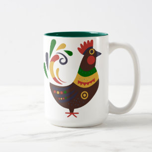 Tasse 2 Couleurs "Rooster" Art folklorique Style personnalisé