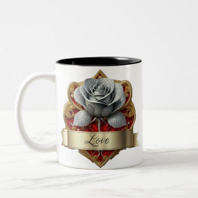 Tasse 2 Couleurs Rose argentée et rouge (Gauche)