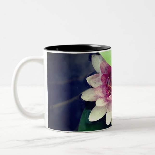 Tasse 2 Couleurs Rose, Blanc, Lilly d'eau, Musique photo de lotus (Gauche)