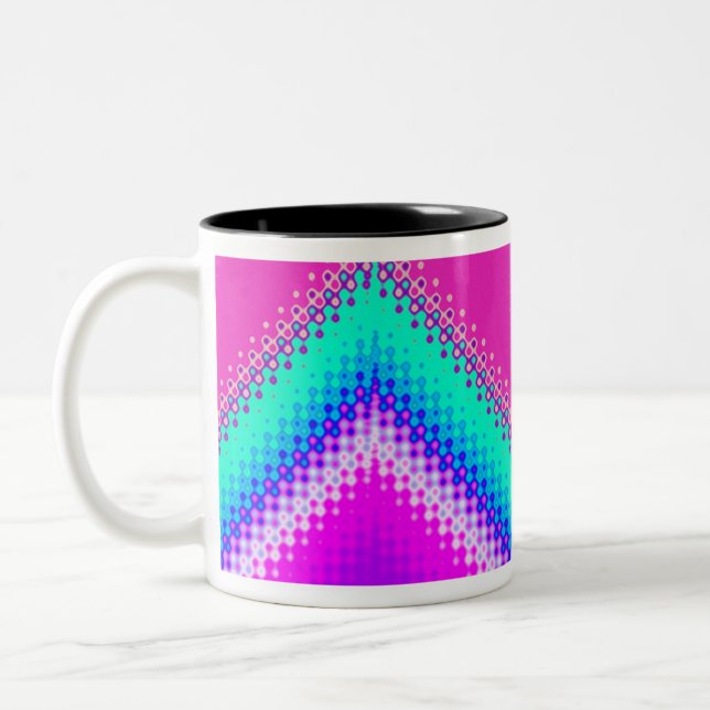 Tasse 2 Couleurs Rose chaud Pixellée Mountain (Gauche)