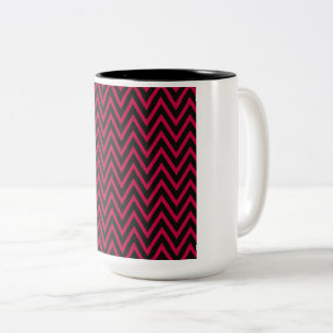 Tasse 2 Couleurs Rose Chaude & Chevron Noir – Motif Zigzag Électriq