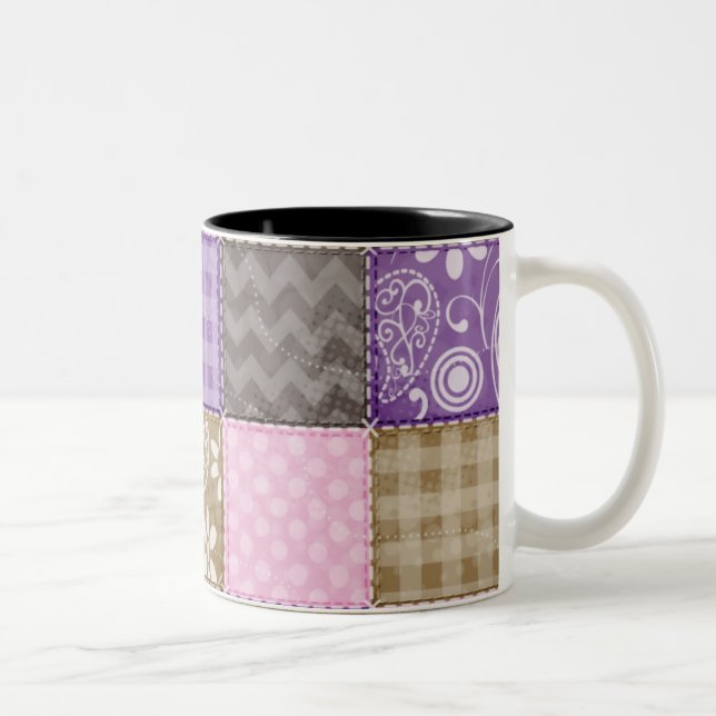 Tasse 2 Couleurs Rose-clair, pourpre, et Taupe a piqué le regard (Droit)
