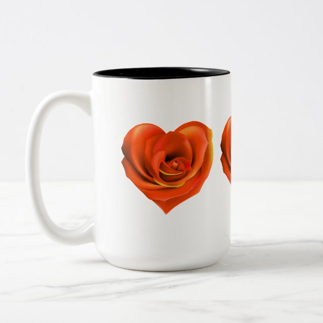 Tasse 2 Couleurs Rose Coeur brillant Orange (Gauche)
