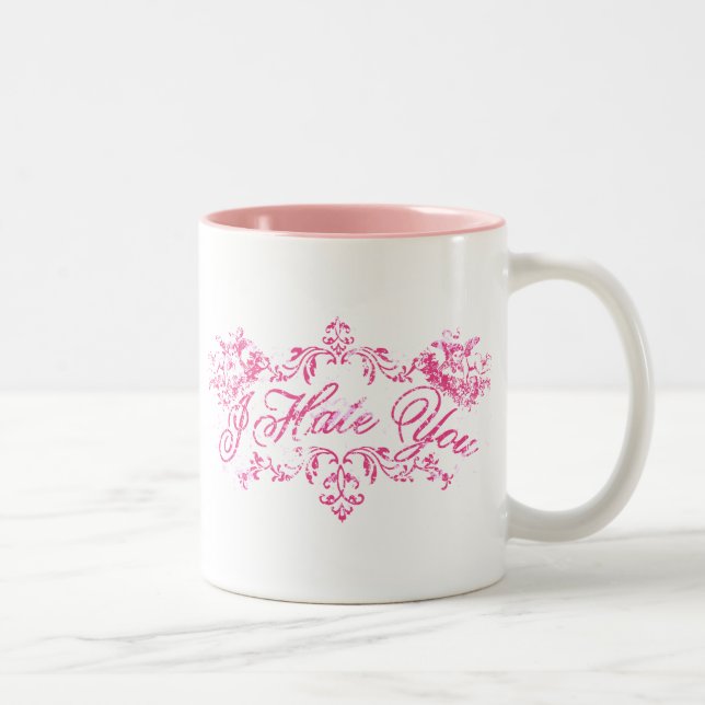 Tasse 2 Couleurs Rose de fantaisie je vous déteste (Droit)