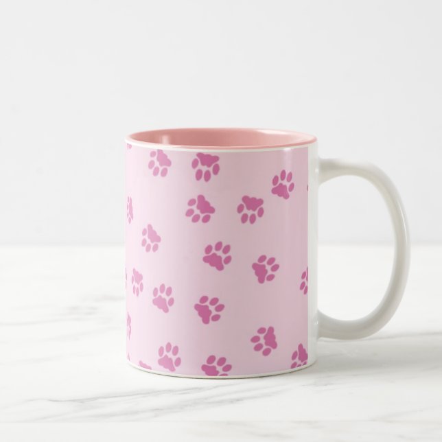 Tasse 2 Couleurs Rose d'empreintes de pattes (Droit)