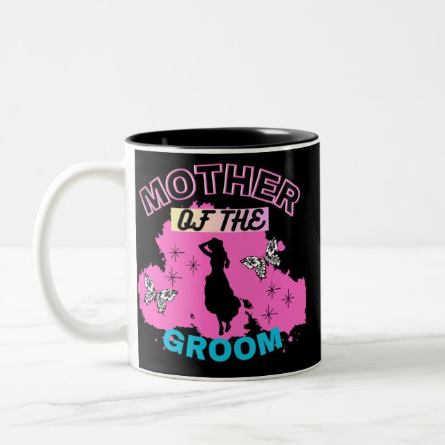 Tasse 2 Couleurs Rose et noir silhouette maman mère du marié (Gauche)