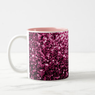Tasse 2 Couleurs Rose foncé faux brillant paillettes scintillent