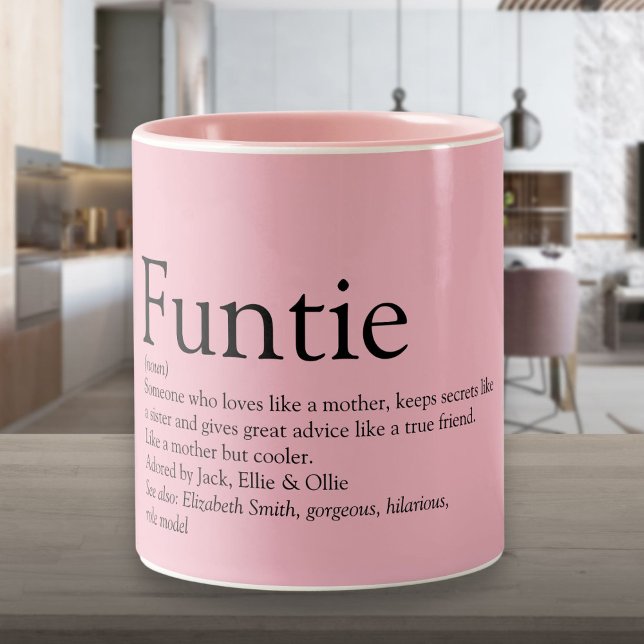 Tasse 2 Couleurs Rose Funny Funtie Tante Définition Deux Tons (Pink Funny Funtie Aunt Auntie Definition Two-Tone Two-Tone Coffee Mug)