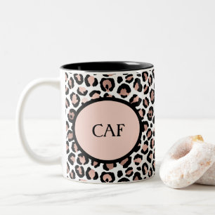 Tasse 2 Couleurs Rose Gold Monogrammé Imprimé Léopard Noir Guépard