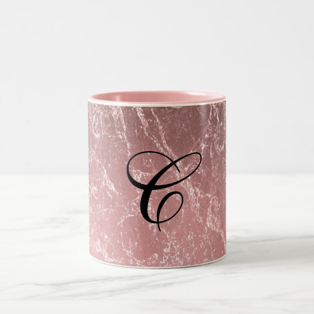 Tasse 2 Couleurs Rose Gold Rose Moderne Tendance Glamour Marbre Chi (Centre)