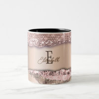 Rose Gold Tendance Diamants Paillettes Monogramme