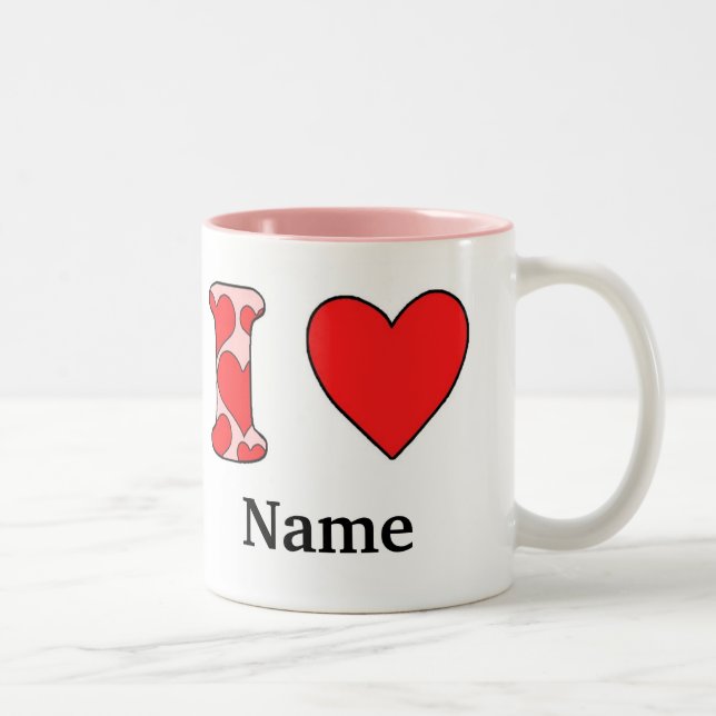 Tasse 2 Couleurs Rose J'adore personnalisé (Droit)