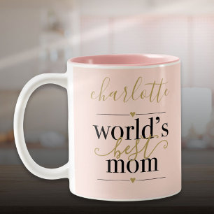 Tasse 2 Couleurs Rose Pâle et Or Meilleure Maman du Monde Personnal
