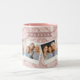 Tasse 2 Couleurs Rose personnalisé en dentelle fleurie romantique