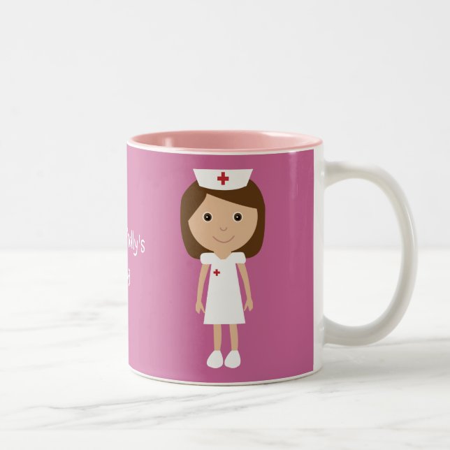 Tasse 2 Couleurs Rose personnalisé par infirmière mignonne de bande (Droit)