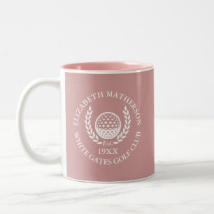 Tasse 2 Couleurs Rose Poussiéreux Rose Personnalisé Nom de Golf Clu