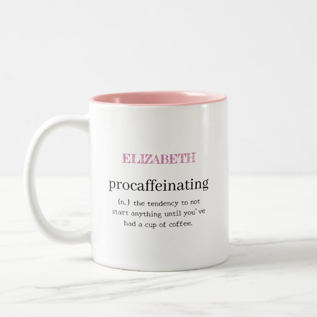 Tasse 2 Couleurs Rose procaffeinant personnalisé (Gauche)