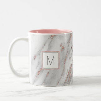 Tasse 2 Couleurs Rose Rose Or Foil Marbre gris MONOGRAS