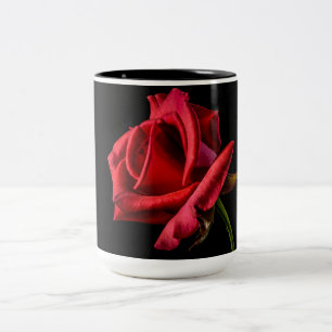 Tasse 2 Couleurs Rose rouge contre Arrière - plan noir
