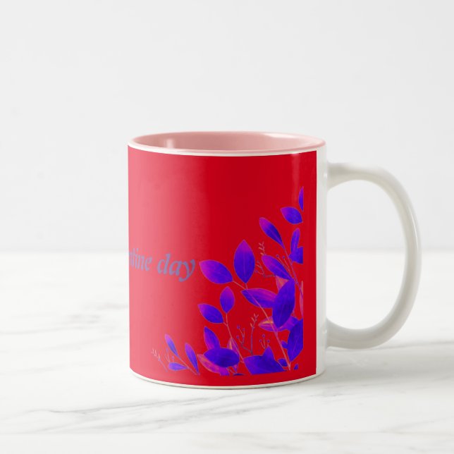 Tasse 2 Couleurs rose violet élégant motif floral (Droit)
