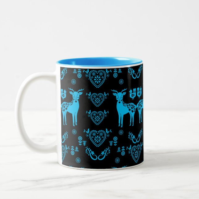 Tasse 2 Couleurs Rosemaling Norwegian Folk Art (Gauche)