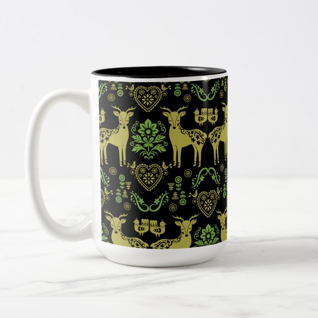 Tasse 2 Couleurs Rosemaling Norwegian Folk Art (Gauche)