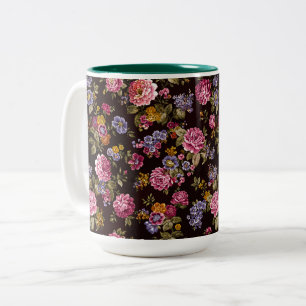 Tasse 2 Couleurs Roses anciennes sur fond noir