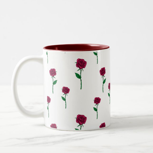 Tasse 2 Couleurs Roses avec tige romantique design Saint Valentin (Gauche)
