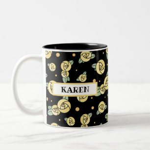 Tasse 2 Couleurs Roses de Glasgow jaune   Style Art Nouveau Personn