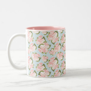 Tasse 2 Couleurs Roses et Pois roses élégants