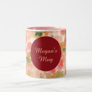 Tasse 2 Couleurs Roses floraux de monogramme