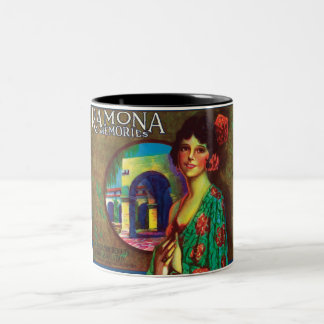Tasse 2 Couleurs Roses mexicains vintages de souvenirs de Ramona