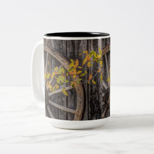 Tasse 2 Couleurs Roue en Wagon Rustique Campagne