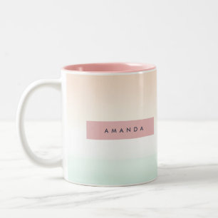 Tasse 2 Couleurs Rouge à joues personnalisé et ombré pastel menthe